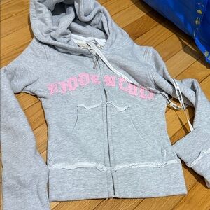 Women's Gray Hoodie with Pink Accents
